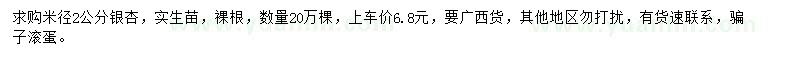 求購米徑2公分銀杏