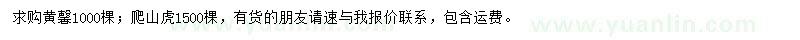 求購黃馨、爬山虎