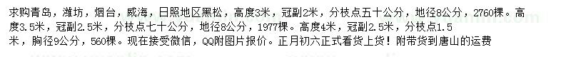求購8、9公分黑松