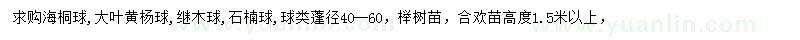 求購海桐球、大葉黃楊球、繼木球等