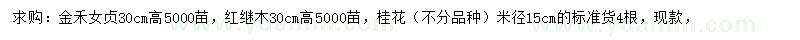 求購(gòu)金禾女貞、紅繼木、桂花