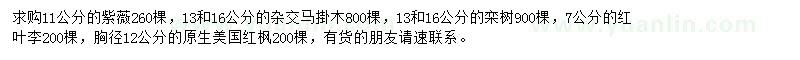求購紫薇、馬掛木、欒樹等