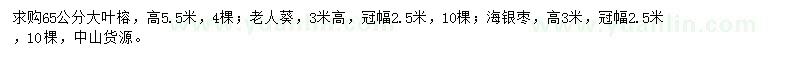 求購(gòu)大葉榕、老人葵、海銀棗