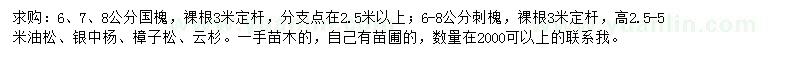 求購國槐、刺槐、油松等