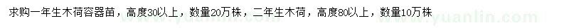 求購(gòu)高30公分以上木荷容器苗
