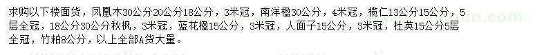 求購(gòu)鳳凰木、南洋楹、欖仁等