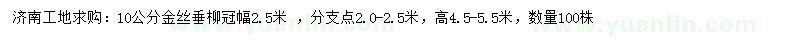 求購10公分金絲垂柳