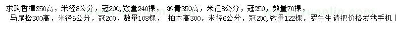 求購(gòu)香樟、冬青、馬尾松等