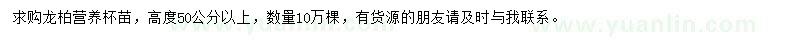 求購(gòu)高50公分以上龍柏營(yíng)養(yǎng)杯苗