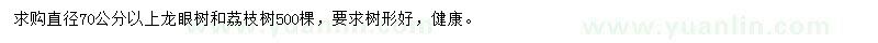 求購(gòu)直徑70公分以上龍眼樹(shù)、荔枝樹(shù)