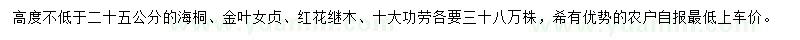 求購海桐、金葉女貞、紅花繼木等