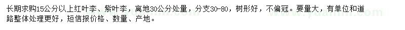 求購(gòu)15公分以上紅、紫葉李