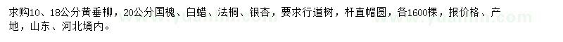 求購(gòu)黃垂柳、國(guó)槐、白蠟等