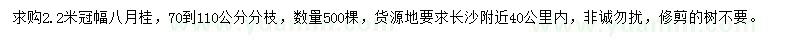 求購(gòu)冠幅2.2米八月桂