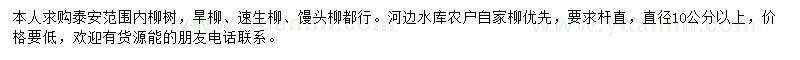 求購旱柳、速生柳、饅頭柳