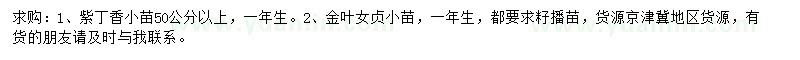 求購紫丁香、金葉女貞一年生小苗