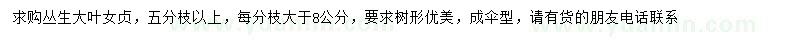 求購大葉女貞