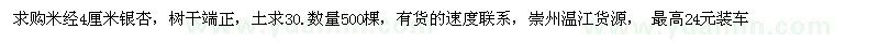 求購米徑4公分銀杏