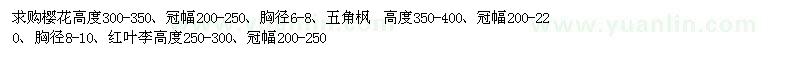 求購櫻花、五角楓、紅葉李