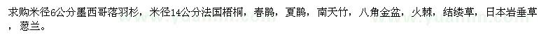 求購墨西哥落羽杉、法國(guó)梧桐、春鵑等