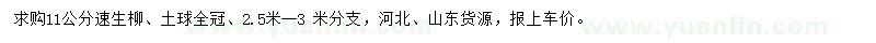 求購11公分速生柳