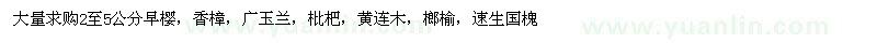 求購早櫻、香樟、廣玉蘭等