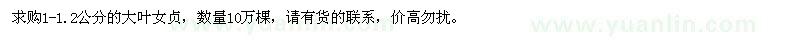 求購1-1.2公分大葉女貞