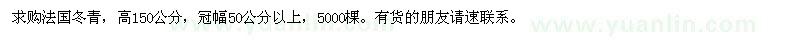 求購高150公分法國冬青
