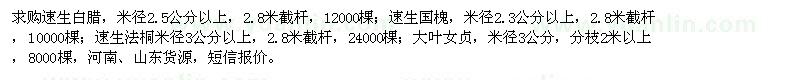 求購速生白臘、速生國槐、速生法桐等
