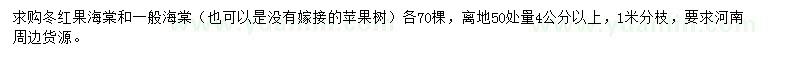 求購離地50處量4公分以上海棠