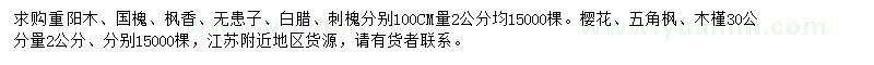 求購重陽木、國槐、楓香等