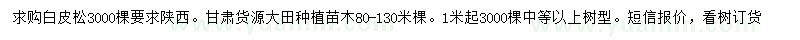 求購1米白皮松