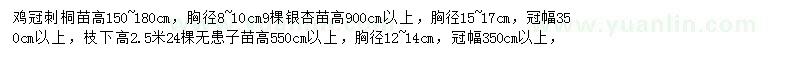 求購雞冠刺桐、銀杏、無患子