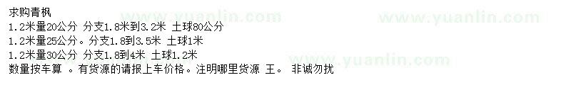 求購20、25、30公分青楓