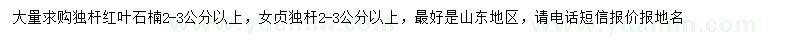 求購(gòu)2-3公分以上紅葉石楠、女貞