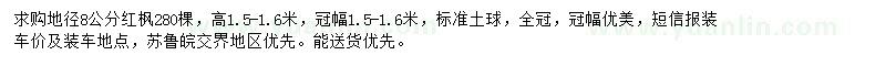 求購(gòu)地徑8公分紅楓