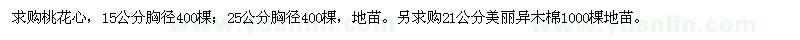 求購胸徑15、25公分桃花心、21公分美麗異木棉