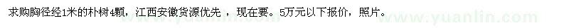 求購米徑1米樸樹