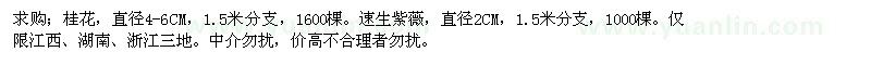 求購直徑4-6公分桂花、2公分速生紫薇