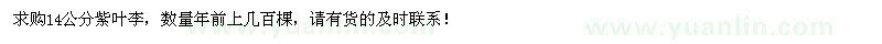 求購14公分紫葉李