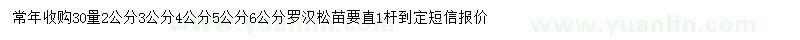 求購30量2-6公分羅漢松