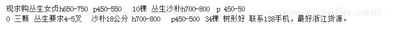 求購叢生女貞、沙樸