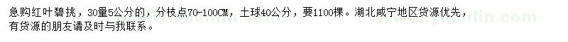 求購(gòu)30量5公分紅葉碧桃