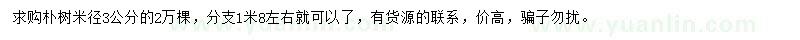 求購(gòu)米徑3公分樸樹(shù)