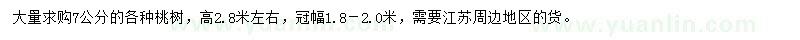 求購7公分桃樹