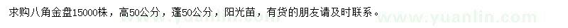 求購高50公分八角金盤