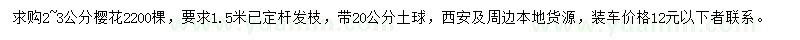 求購(gòu)米徑2-3公分櫻花