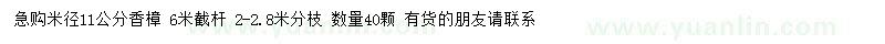 求購米徑11公分香樟