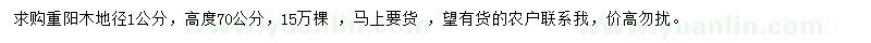 求購地徑1公分重陽木