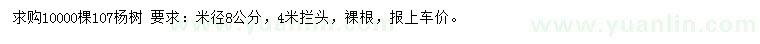 求購(gòu)米徑8公分107楊樹